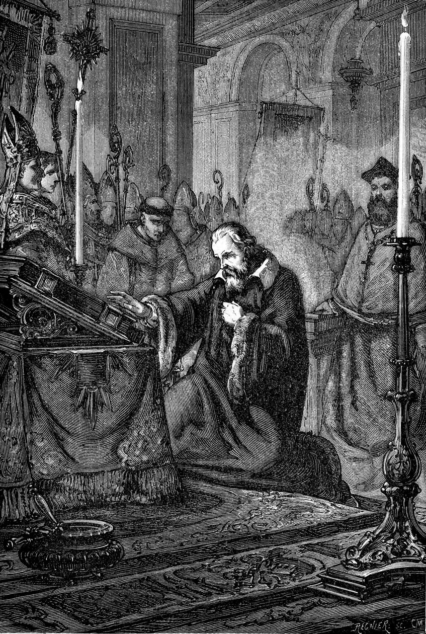 Galileo Galilei, astrónomo y matemático italiano retractándose, 1633 1880 de Unbekannt