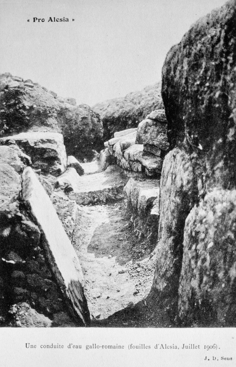 Acueducto Galo-Romano, excavaciones de Alesia, julio 1906 de Unbekannt