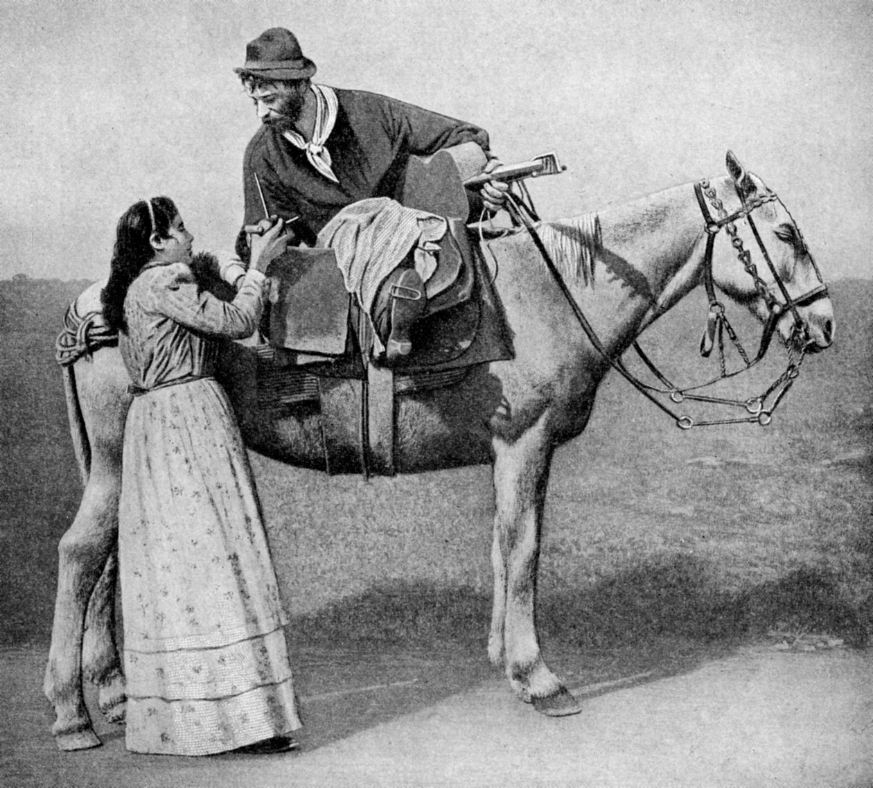 Enamorados gauchos intercambian mates, Argentina, 1922 de Unbekannt