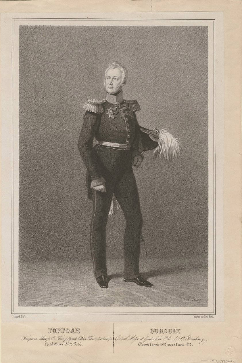 General Iván Savvich Gorgoli, jefe de la policía de San Petersburgo, 1822 de Unbekannt