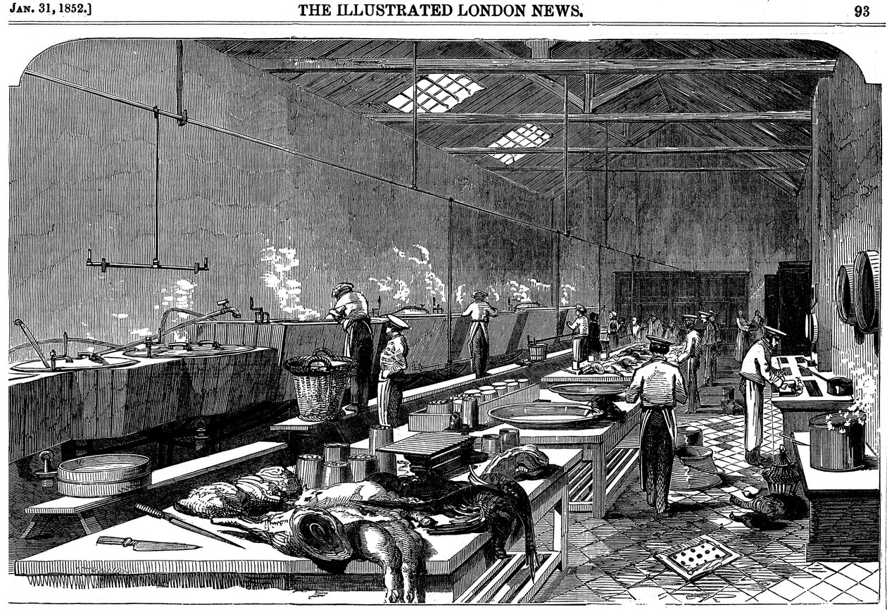 Vista general de la cocina en Richie & McCalls Cannery, Houndsditch, Londres, 1852 de Unbekannt