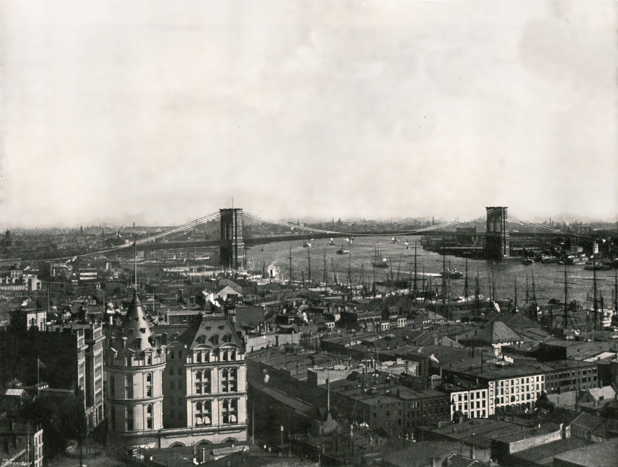 Vista general del Puente de Brooklyn, Nueva York, EE.UU., 1895 de Unbekannt
