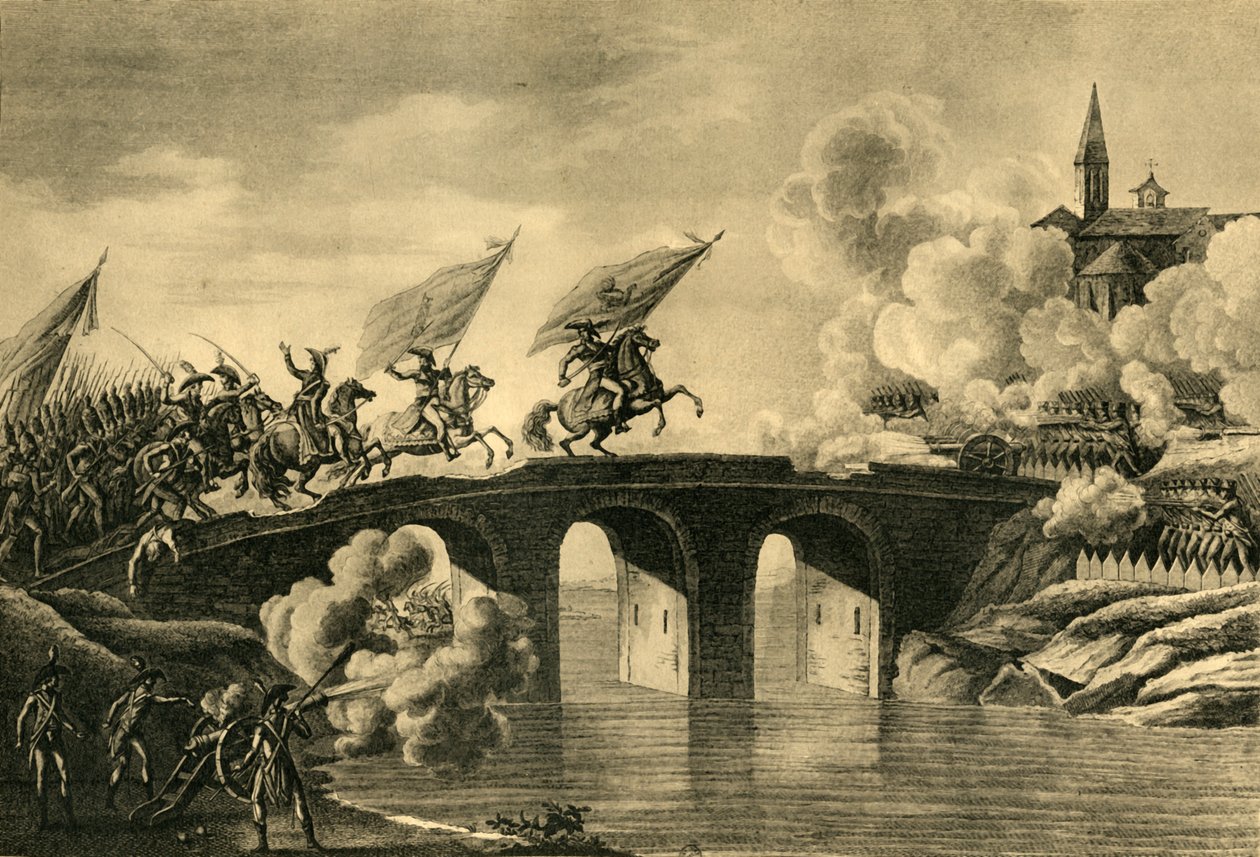Los generales Bonaparte y Augereau asaltan el puente en Arcola, noviembre de 1796, 1921 de Unbekannt