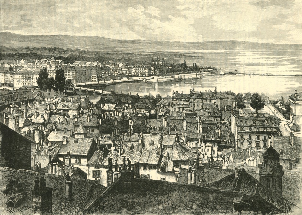 Ginebra, mirando hacia el lago, 1890 de Unbekannt