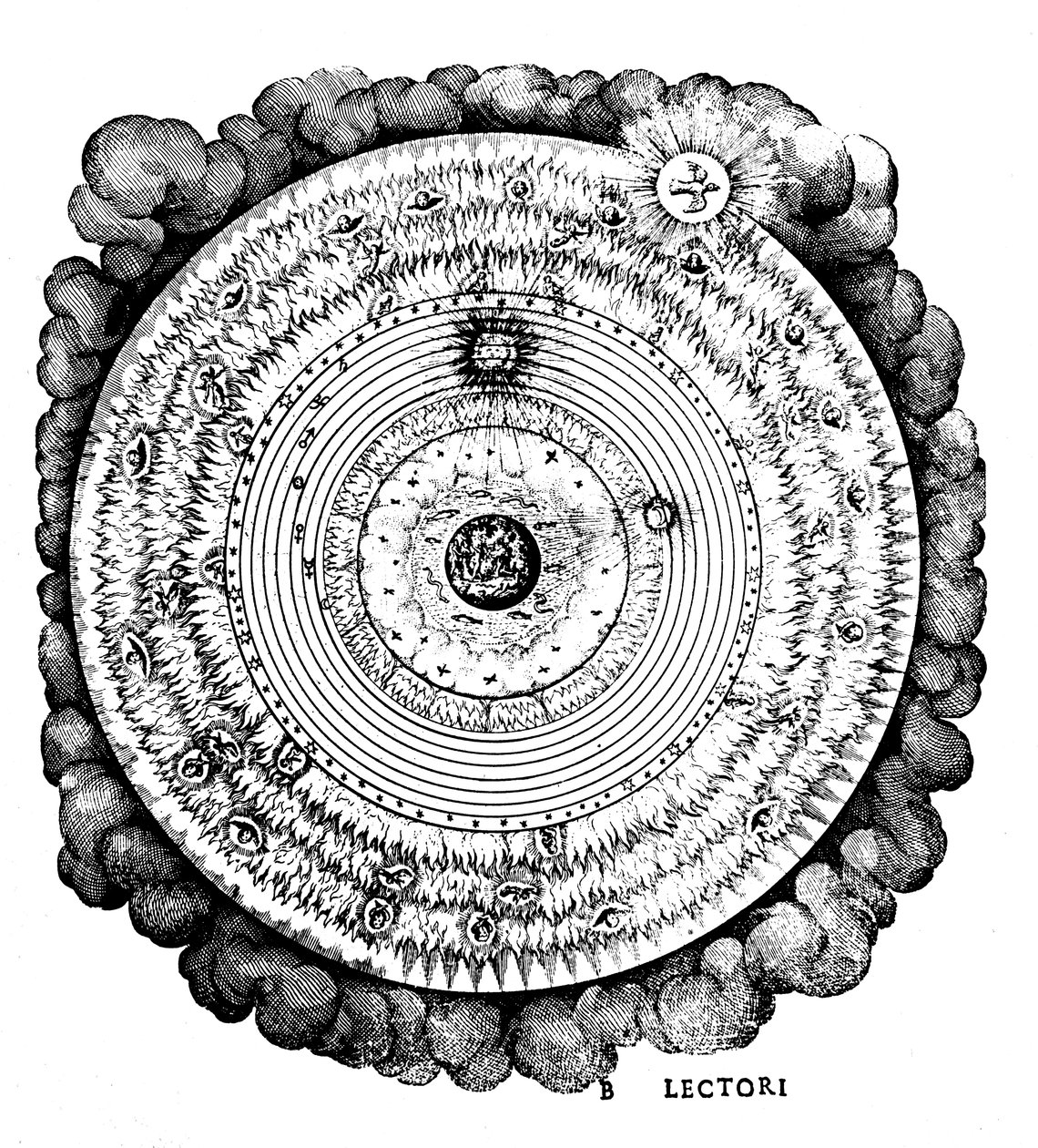 Universo geocéntrico o centrado en la Tierra, c1617 de Unbekannt
