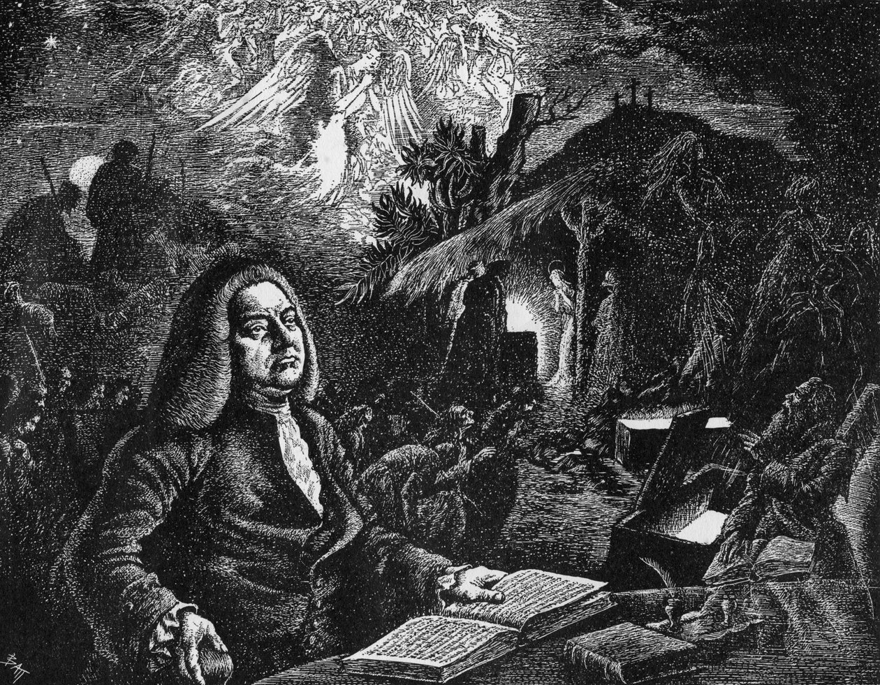 George Frideric Handel 1685-1759 componiendo su Mesías, siglo XVIII de Unbekannt
