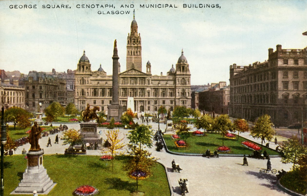 Plaza George, Cenotafio y Edificios Municipales, Glasgow, finales del siglo XIX-principios del siglo XX de Unbekannt