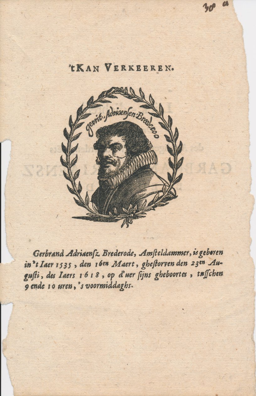 Gerbrand Adriaensz. Bredero 1585-1618 de Unbekannt