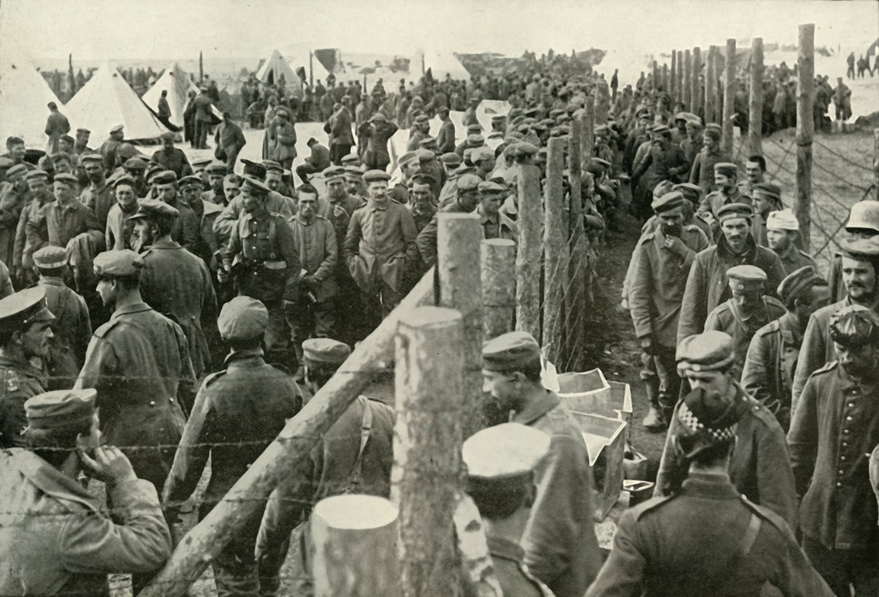 Prisioneros alemanes entrando en las jaulas, 1919 de Unbekannt