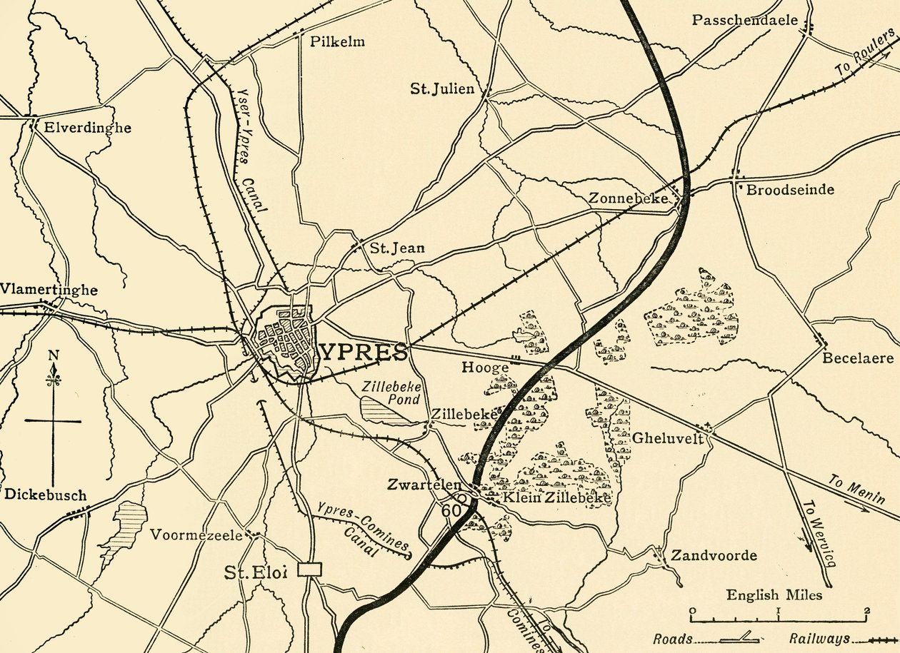 Posiciones alemanas cerca de Ypres, Flandes, Primera Guerra Mundial, 1915, c. 1920 de Unbekannt