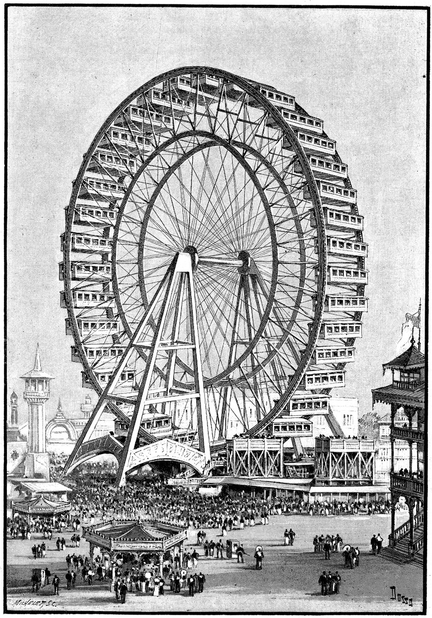 Rueda de la fortuna gigante, Exposición Internacional, Chicago, 1893 de Unbekannt