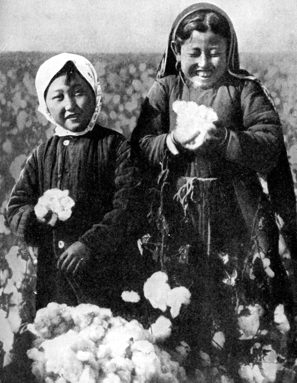 Niñas en un campo de algodón, Kazajistán, 1936 de Unbekannt