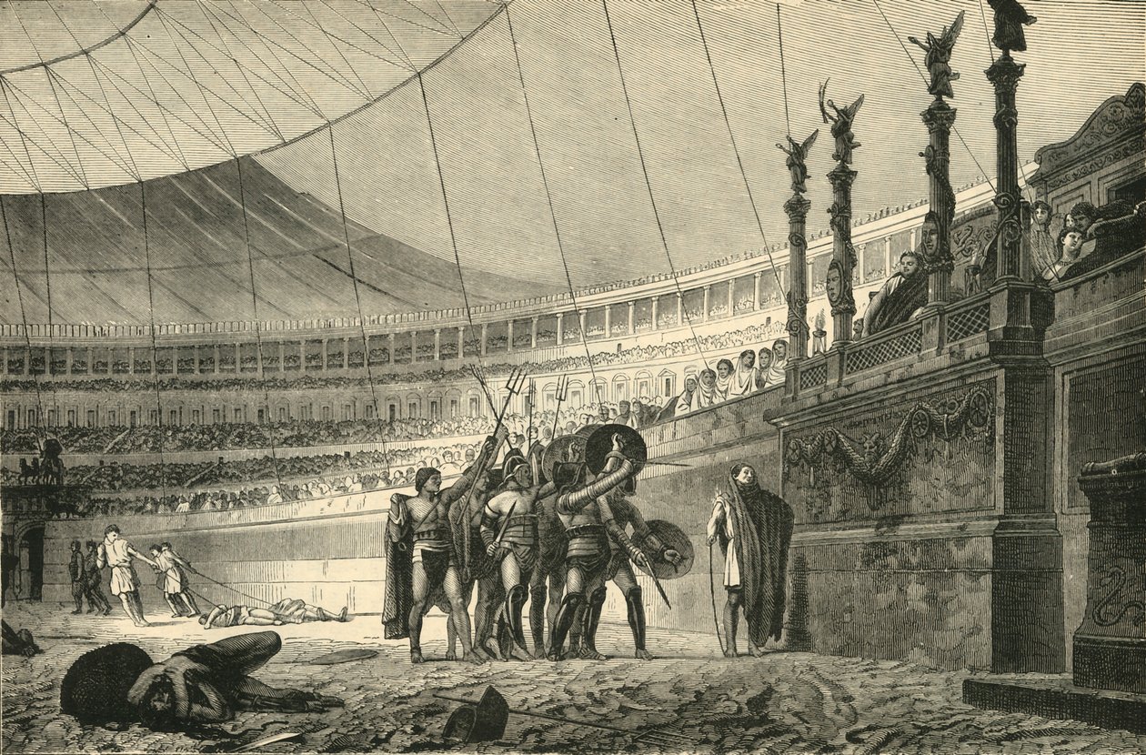 Gladiadores saludando al emperador antes de unirse al combate, 1890 de Unbekannt