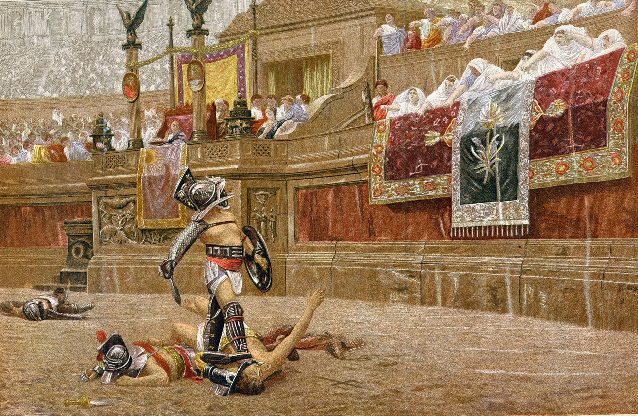 Gladiadores en la arena romana de Unbekannt