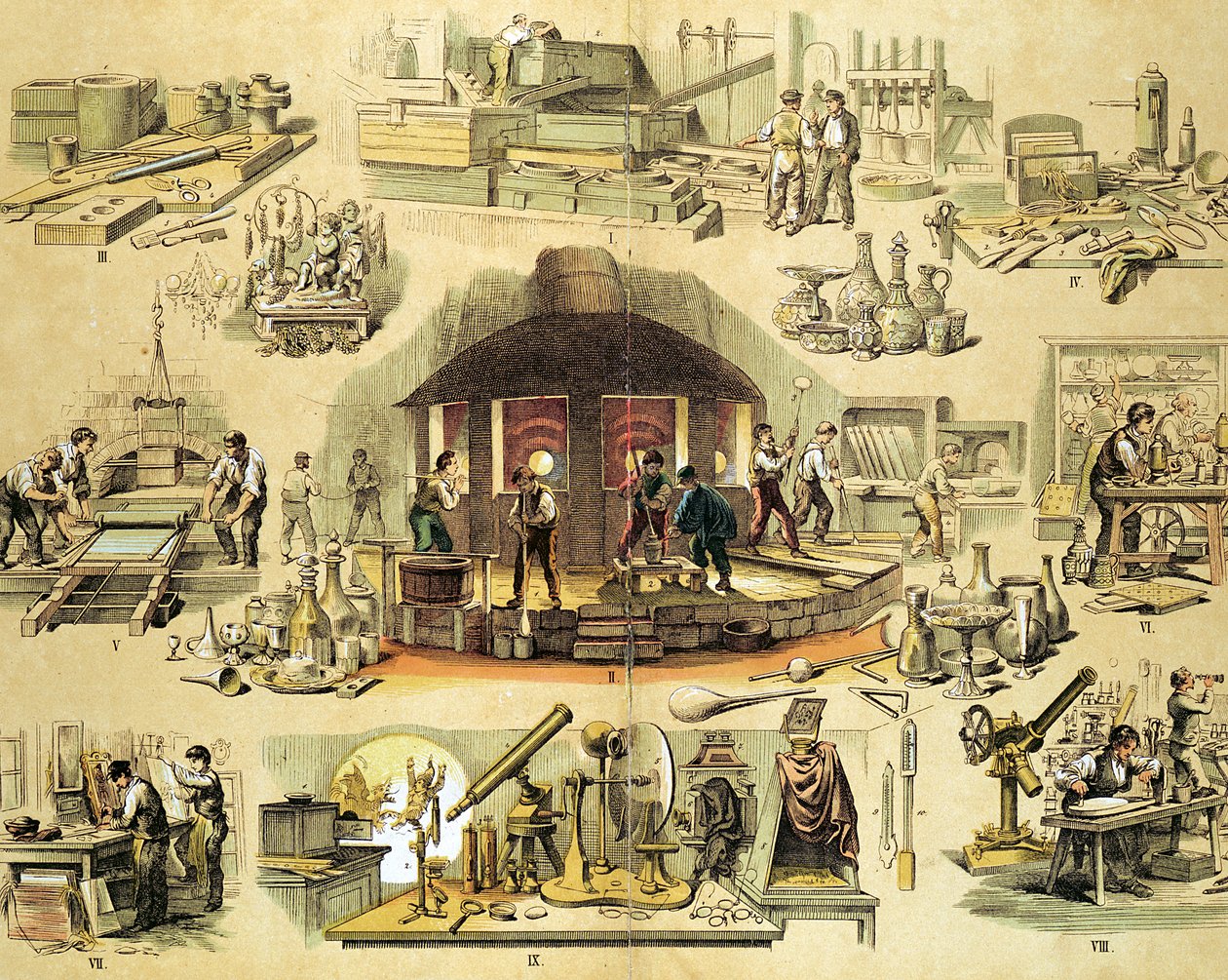 Fabricación de vidrio, c1870 de Unbekannt