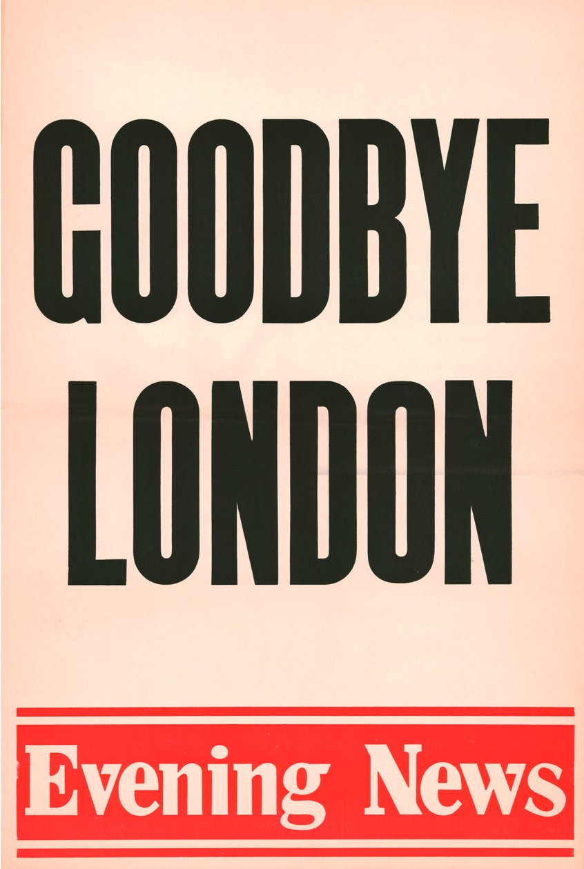 Adiós Londres, cartel de Evening News, 1980 de Unbekannt