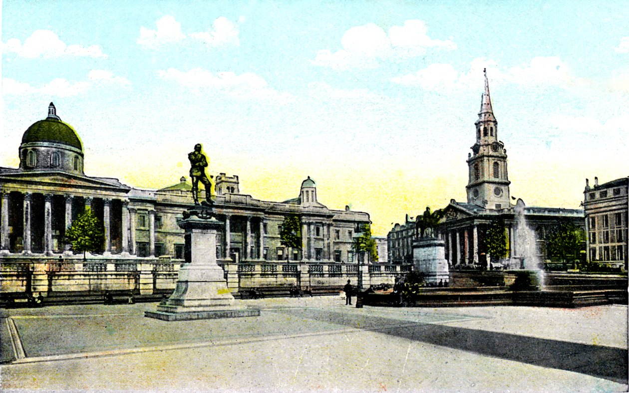 Estatua de Gordon y Galería Nacional, Trafalgar Square, Londres, siglo XX de Unbekannt