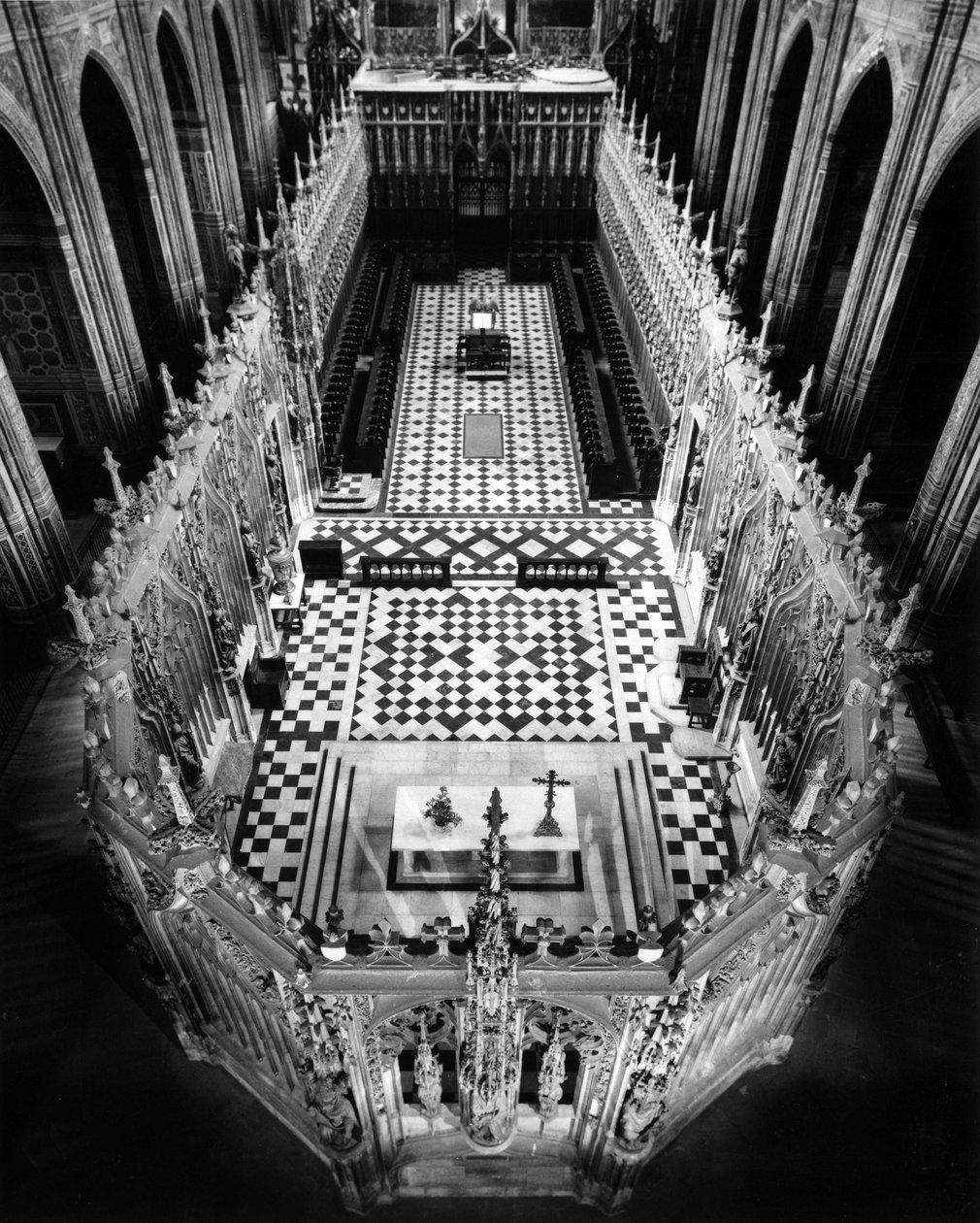 Arquitectura gótica: vista en picado de la reja del coro. Catedral de Santa Cecilia en Albi (Tarn) siglo XIII de Unbekannt