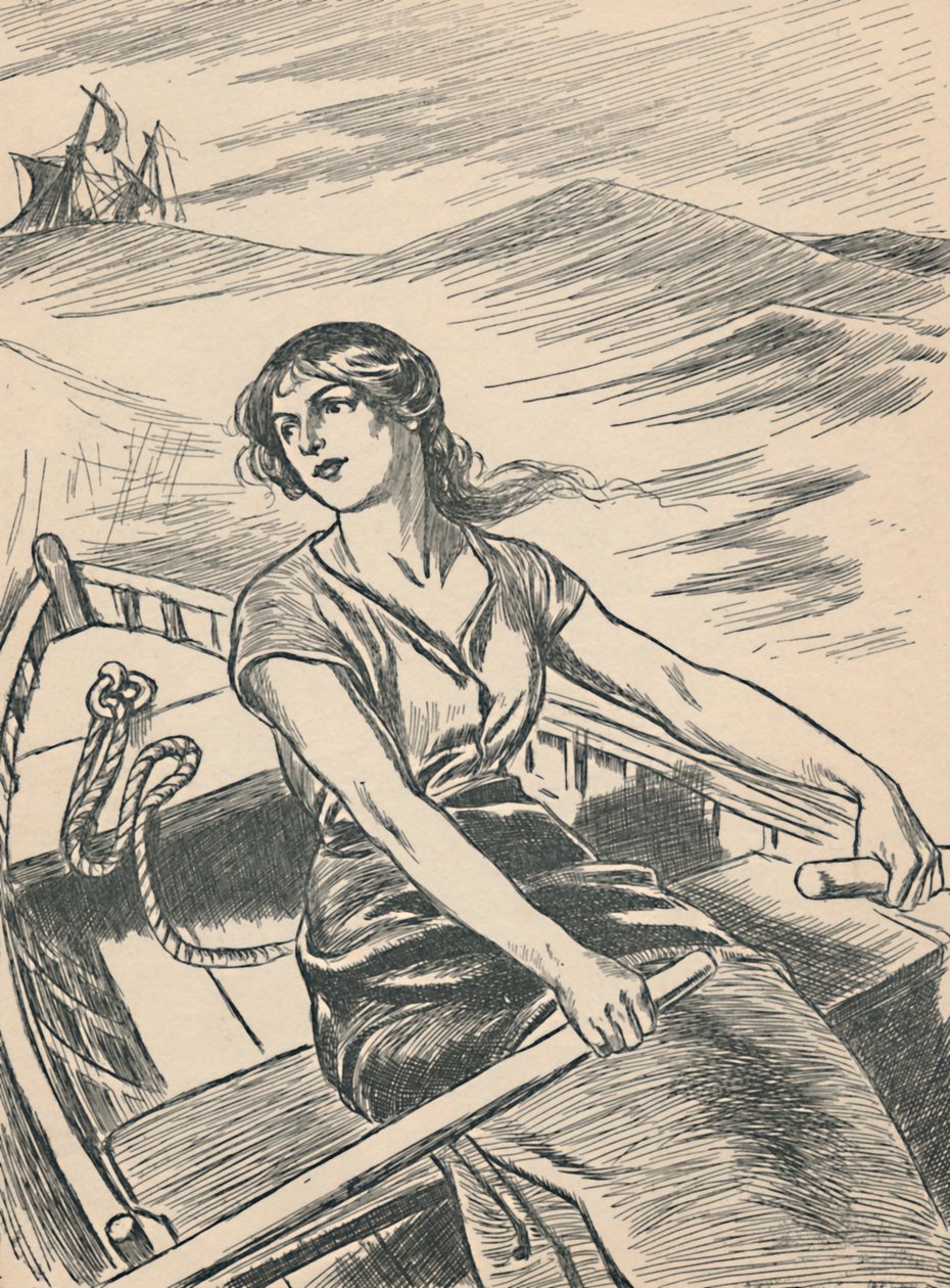 Grace Darling rema hacia el naufragio, c1907 de Unbekannt