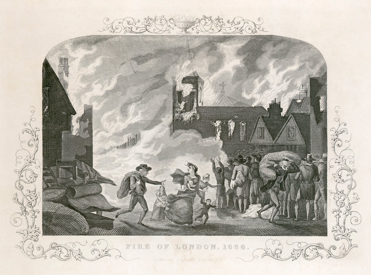 Gran Incendio de Londres, 1666, siglo XIX de Unbekannt