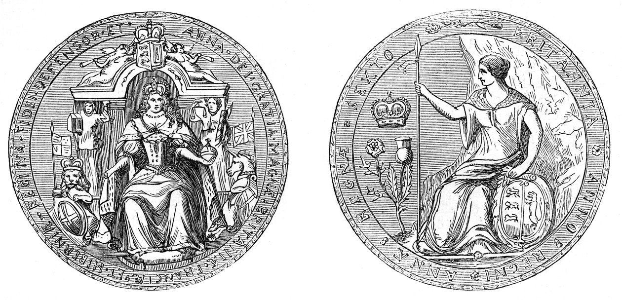 Gran Sello de la Reina Ana, después de la unión de Inglaterra y Escocia, 1707, siglo XIX de Unbekannt