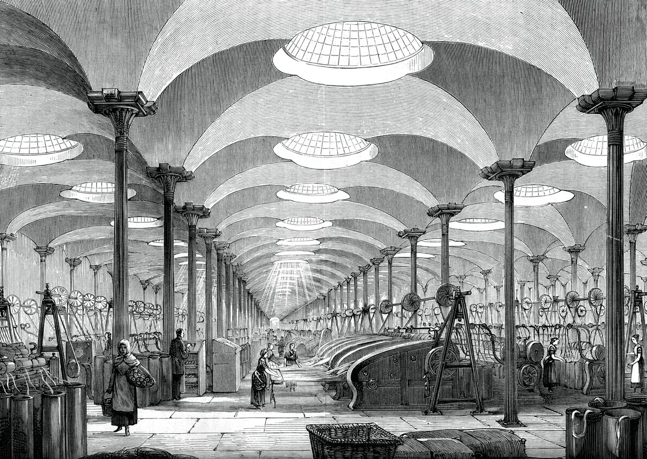 Gran salón en la fábrica de lino de Messrs Marshall, Leeds, c. 1880 de Unbekannt