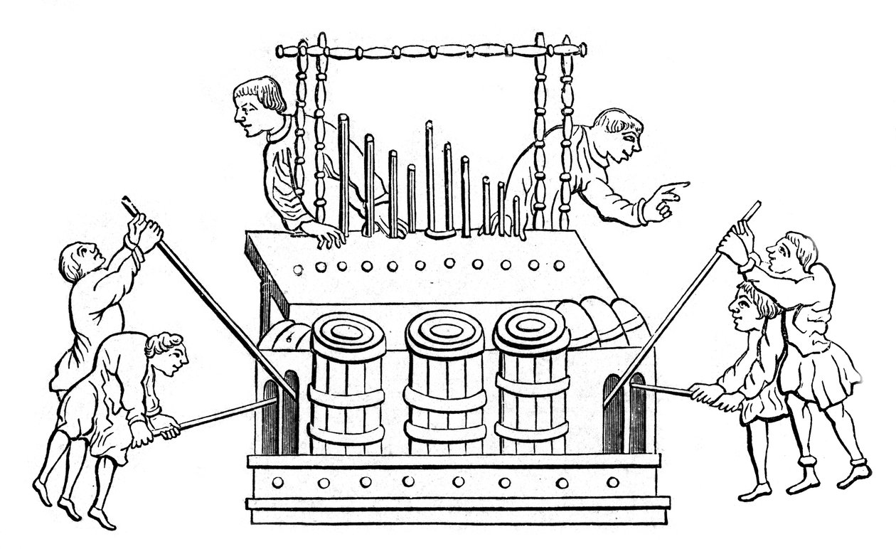 Gran órgano con fuelles y teclado doble, siglo XII, 1870 de Unbekannt