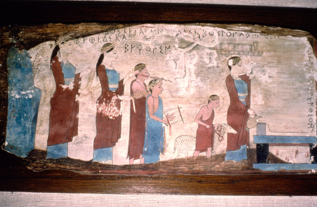 Músicos griegos en un sacrificio, c. 520 a.C. - c. 500 a.C. de Unbekannt