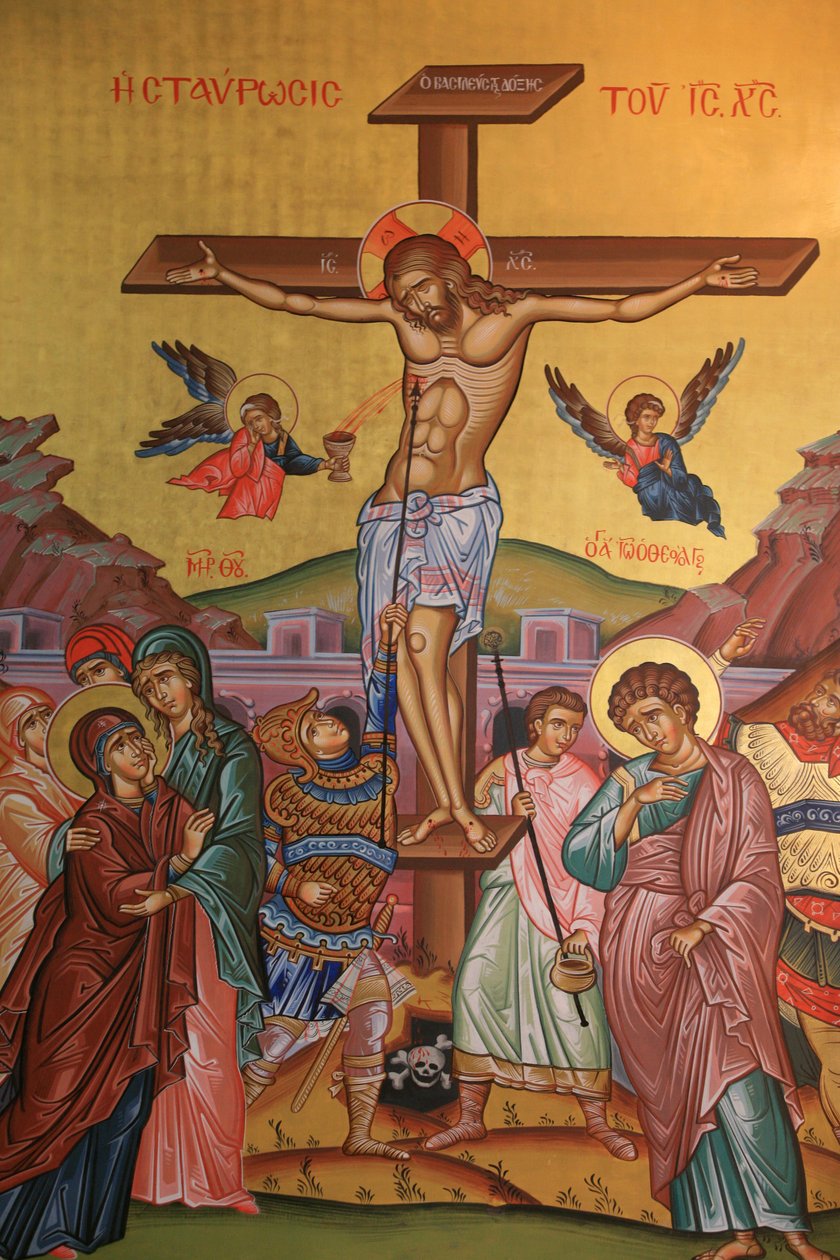 Icono ortodoxo griego que representa la crucifixión de Jesús Tesalónica Grecia de Unbekannt
