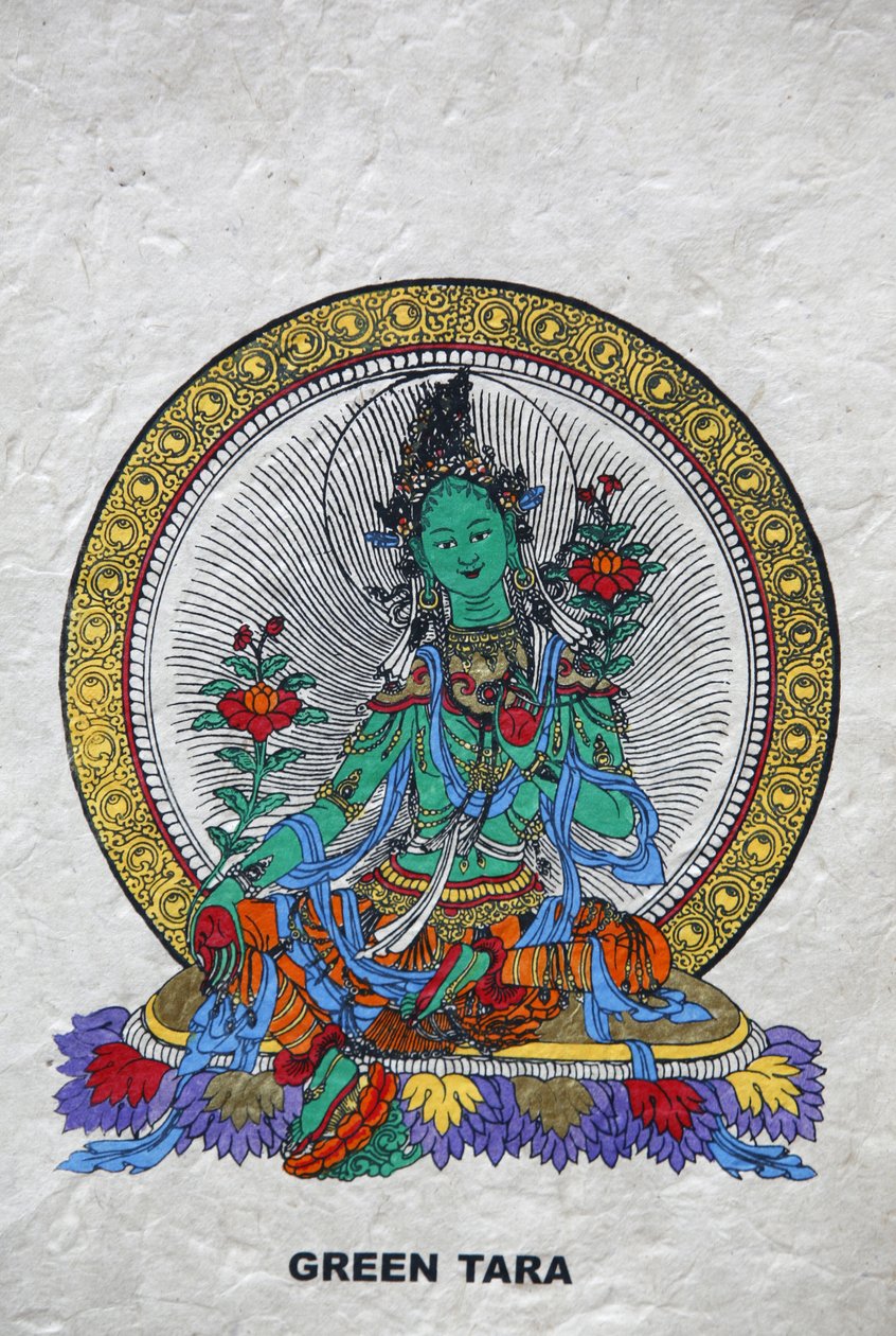 Tara Verde, símbolo budista de prosperidad. Monasterio de Kopan, Bhaktapur, Nepal de Unbekannt