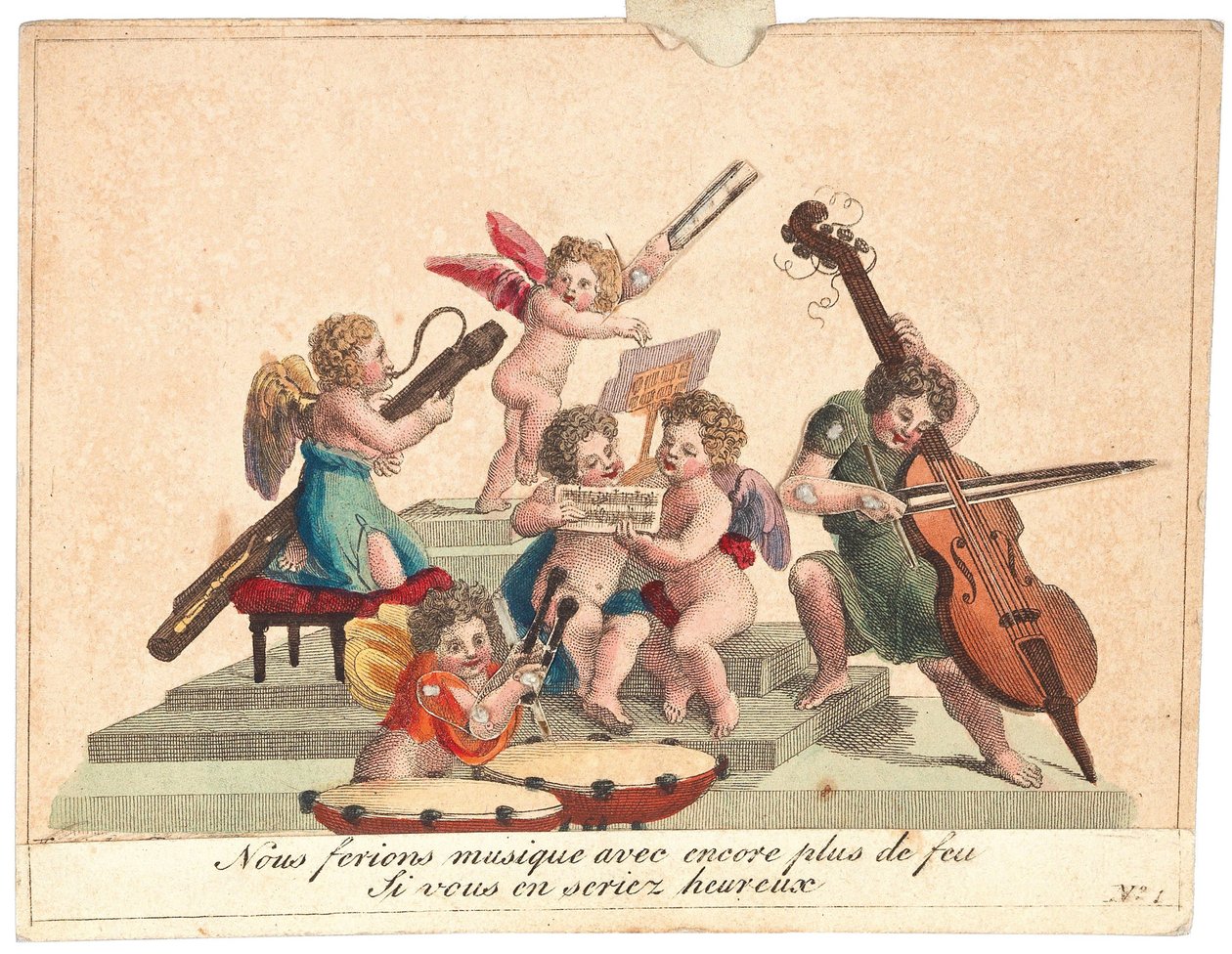 Tarjeta de felicitación Una orquesta de ángeles, después de 1815 de Unbekannt
