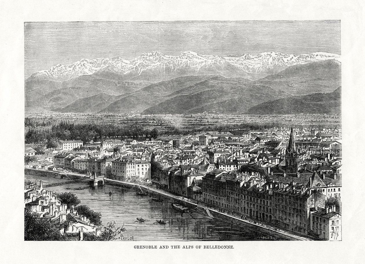 Grenoble y los Alpes de Belledonne, Francia, 1879 de Unbekannt