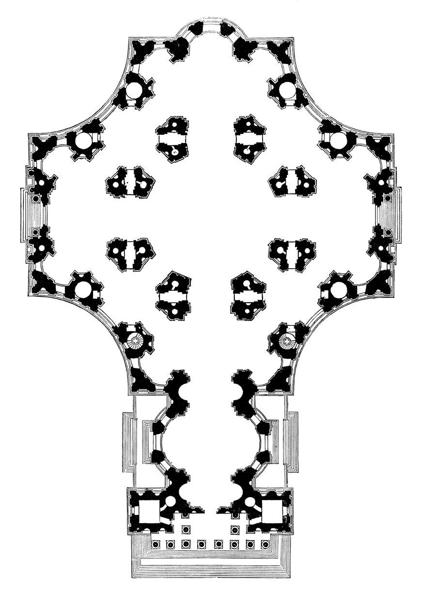 Plano de la Catedral de San Pablo, Londres, segundo diseño, siglo XVII de Unbekannt