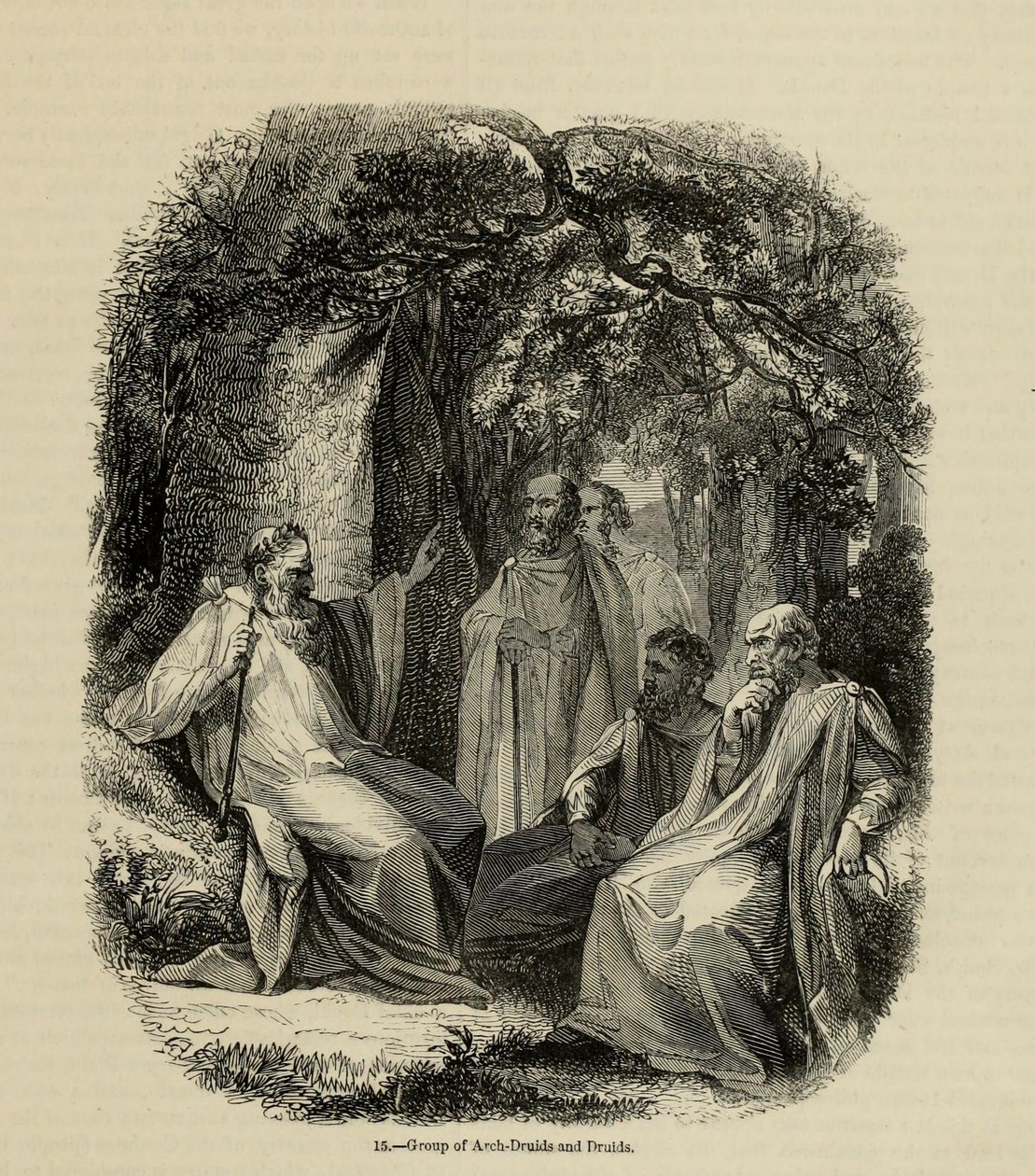 Grupo de Archidruidas y Druidas del libro Vieja Inglaterra: Un Museo Pictórico de Unbekannt