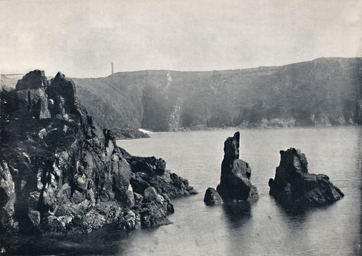 Guernsey - Bahía de Moulin Huet, con las Rocas del Perro y el León, 1895 de Unbekannt