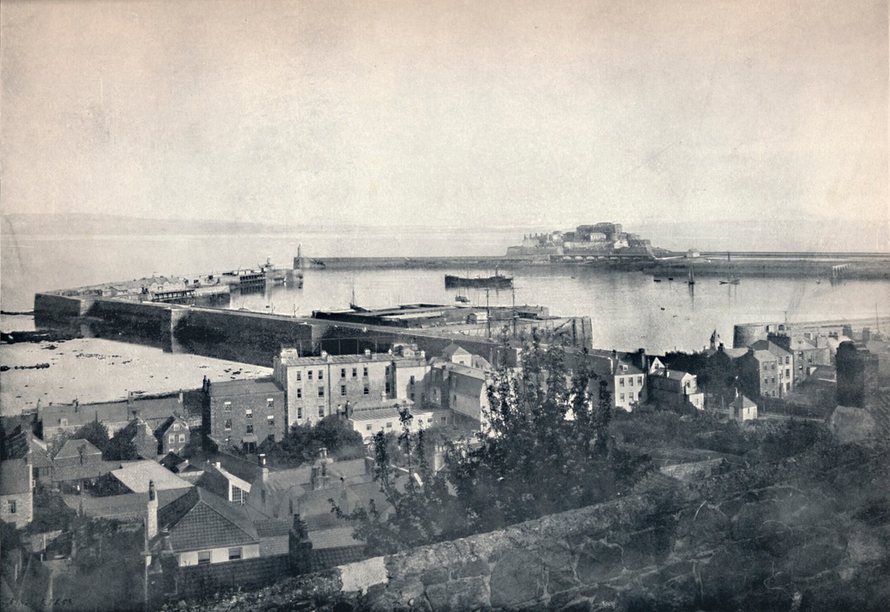 Guernsey - St. Peter-Port y Castillo Cornet, 1895 de Unbekannt