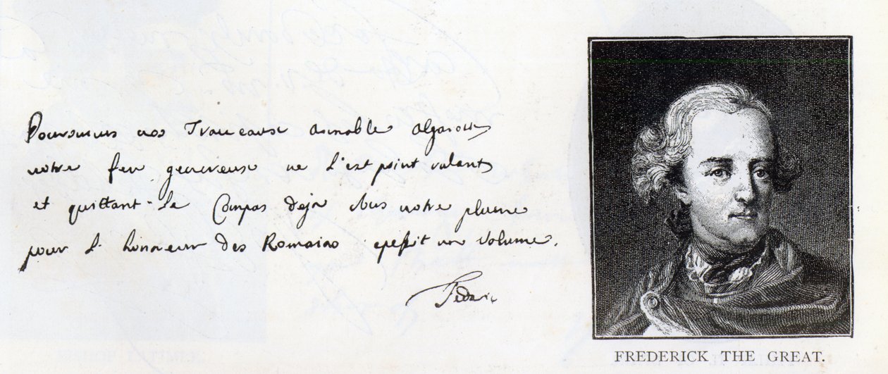 Escritura y firma de Federico el Grande, Rey de Prusia de Unbekannt