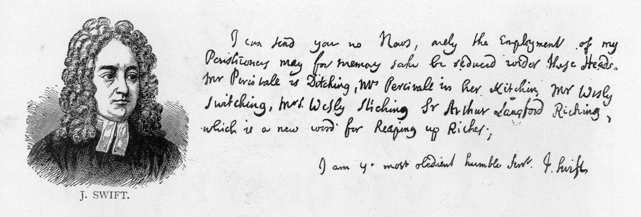 Escritura y firma de Jonathan Swift, 17 de abril de Unbekannt