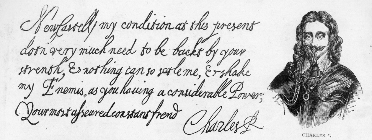 Caligrafía y firma del Rey Carlos I de Unbekannt