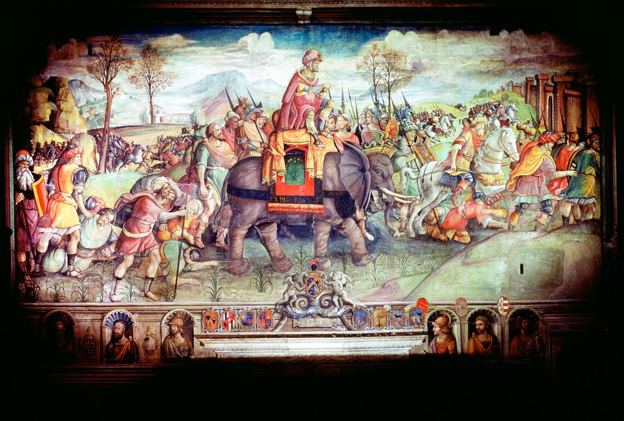 Aníbal y su ejército cruzando los Alpes, 218 a.C. de Unbekannt