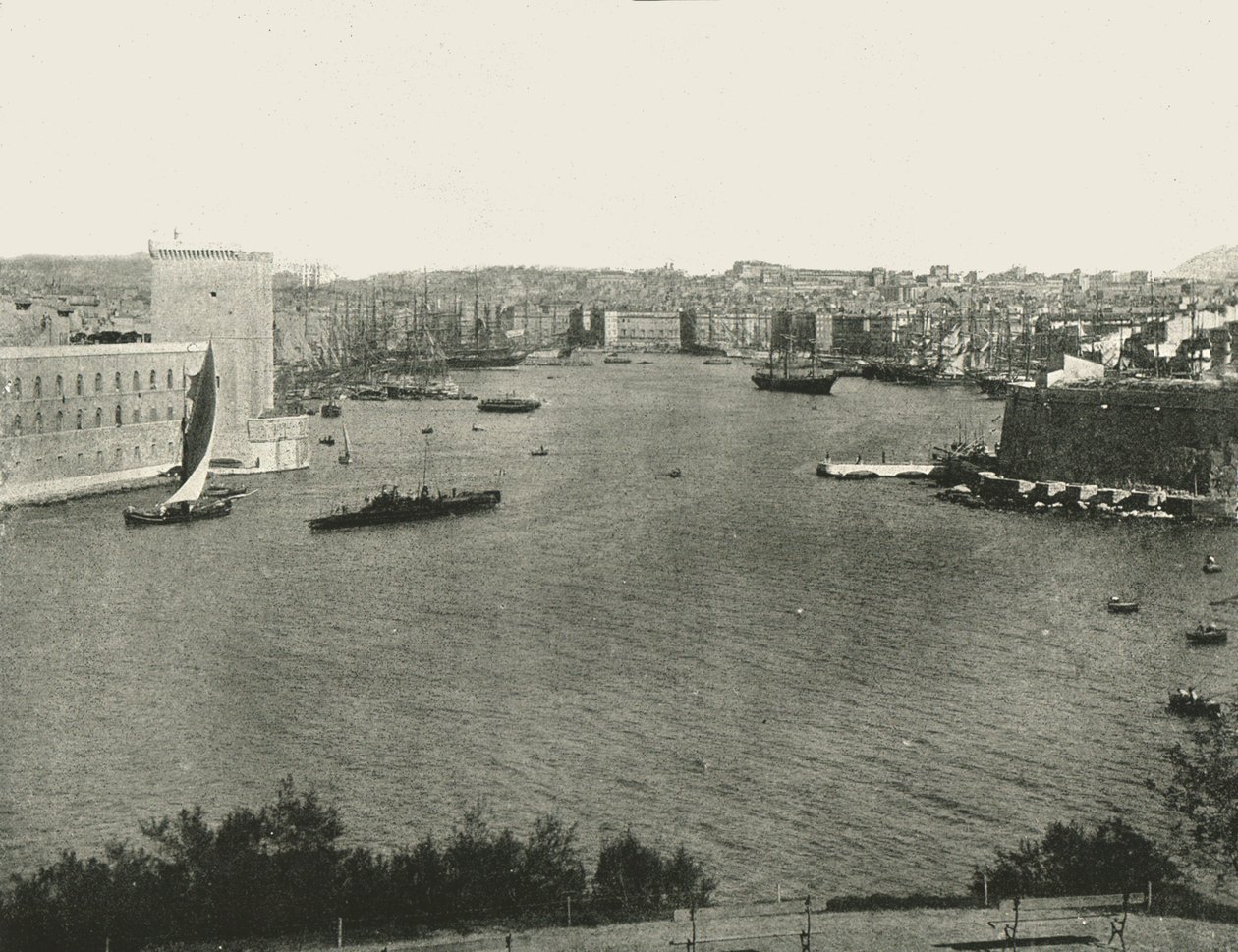 Vista del puerto, Marsella, Francia, 1895 de Unbekannt