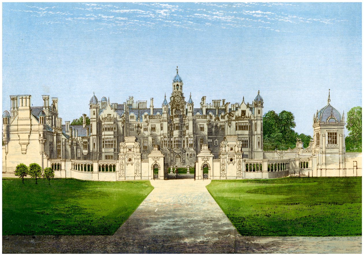 Mansión Harlaxton, Lincolnshire, hogar de la familia Gregory, c1880 de Unbekannt