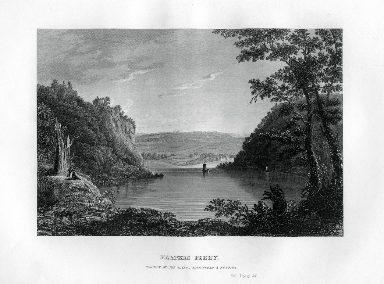 Harpers Ferry, unión de los ríos Shenandoah y Potomac, Virginia Occidental, EE.UU., 1855 de Unbekannt
