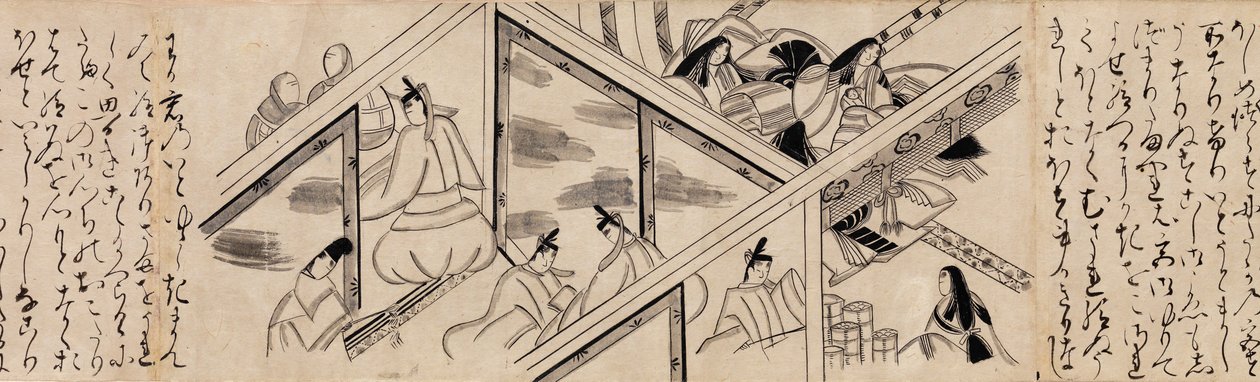 Capítulo de la Vid de Corazón Aoi del Cuento de Genji Genji monogatari, siglo XVI de Unbekannt