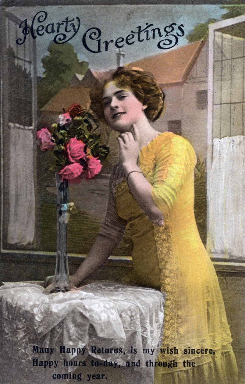 Saludos cordiales, tarjeta de cumpleaños, c1918 de Unbekannt