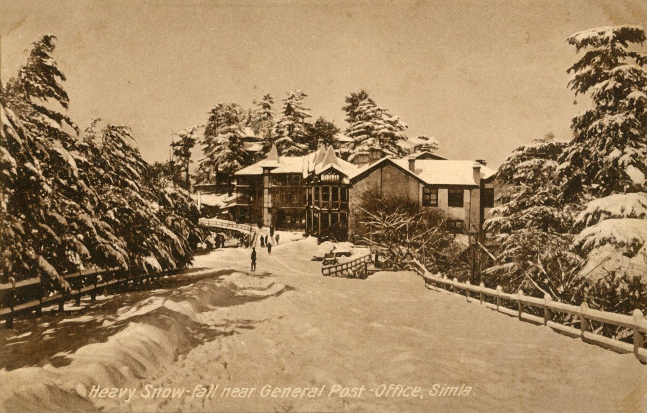 Fuerte nevada cerca de la Oficina General de Correos, Simla, c. 1918-c. 1939 de Unbekannt
