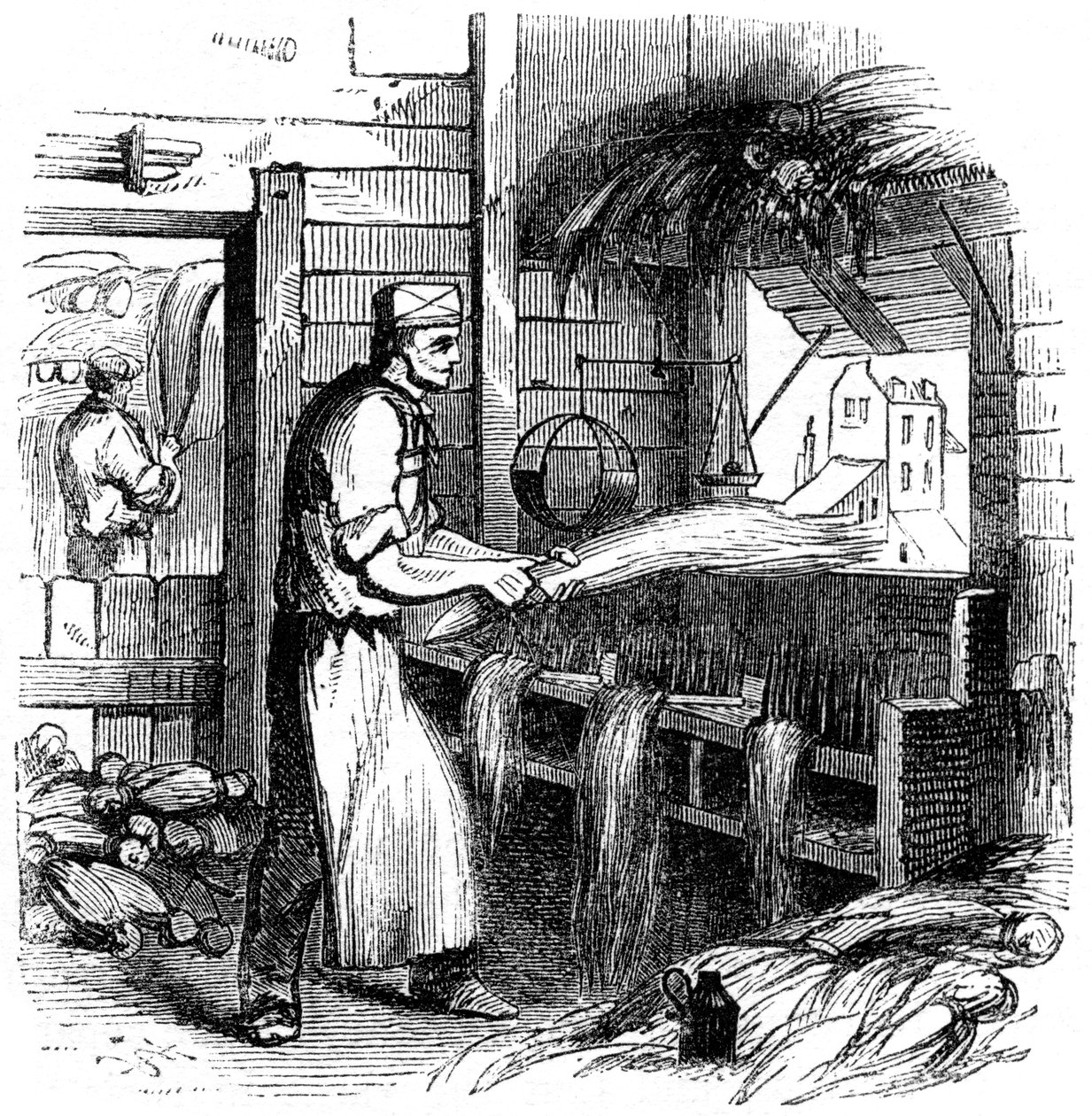 Peinando cáñamo, 1866 de Unbekannt