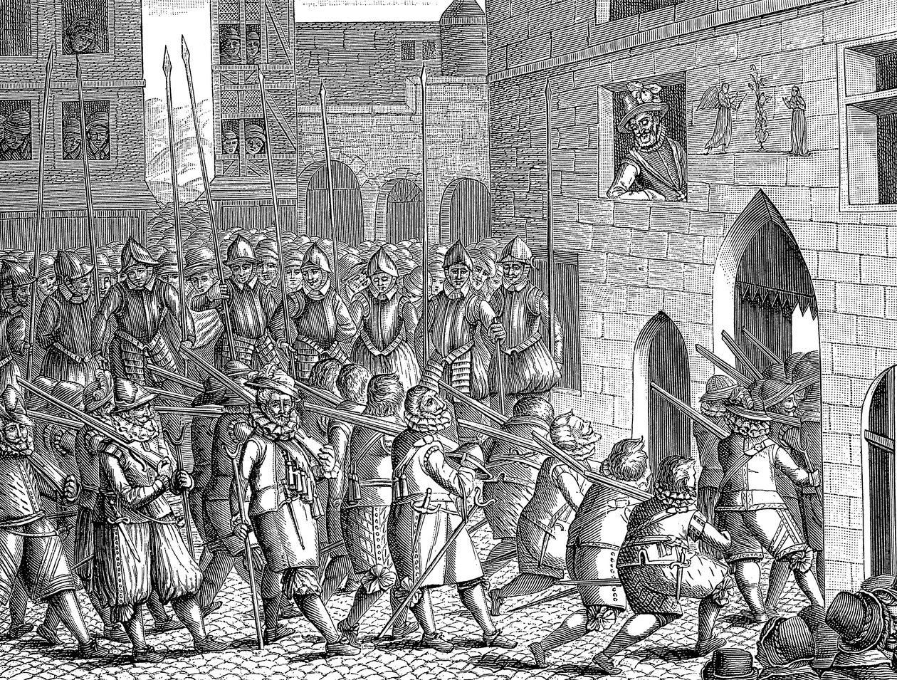 Enrique IV de Francia observando la partida de los españoles de París, 22 de marzo de 1594 de Unbekannt