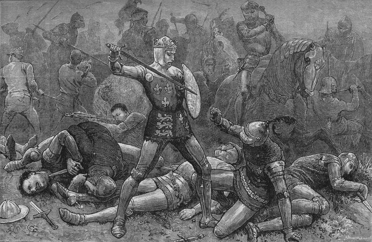 Enrique y Alençon en Agincourt, 25 de octubre de 1415, c1880 de Unbekannt