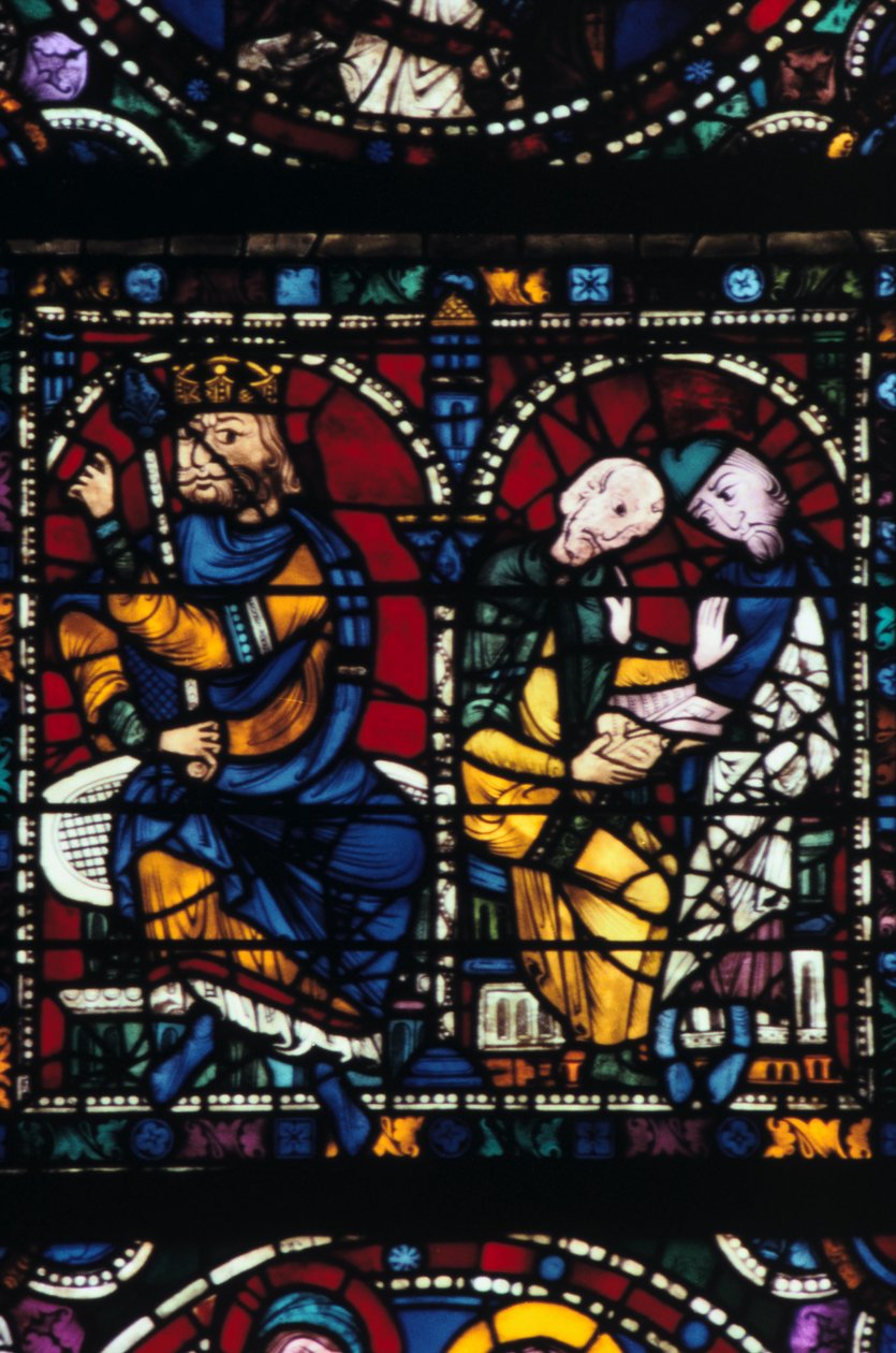 Herodes y sus consejeros, vidriera, Catedral de Chartres, Francia, 1145-1155 de Unbekannt